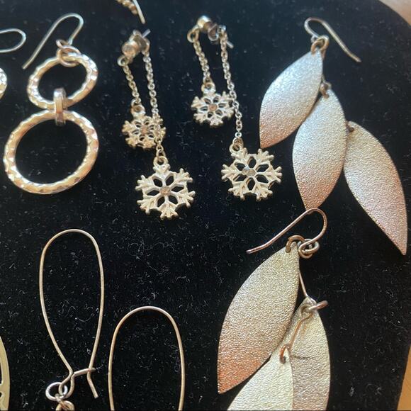 7pc lot Silver tone Drop dangle earrings - filigree beaded Pearl rhinestone - Picture 2 of 5
